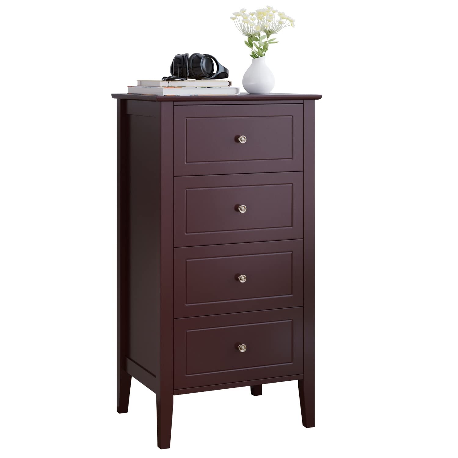 4 Drawer Chest， Bathroom Floor Cabinet with Solid Wood Frame 19.7L x 15.7W x 37.4H in - as picture - - 37668401 - Mycitystee