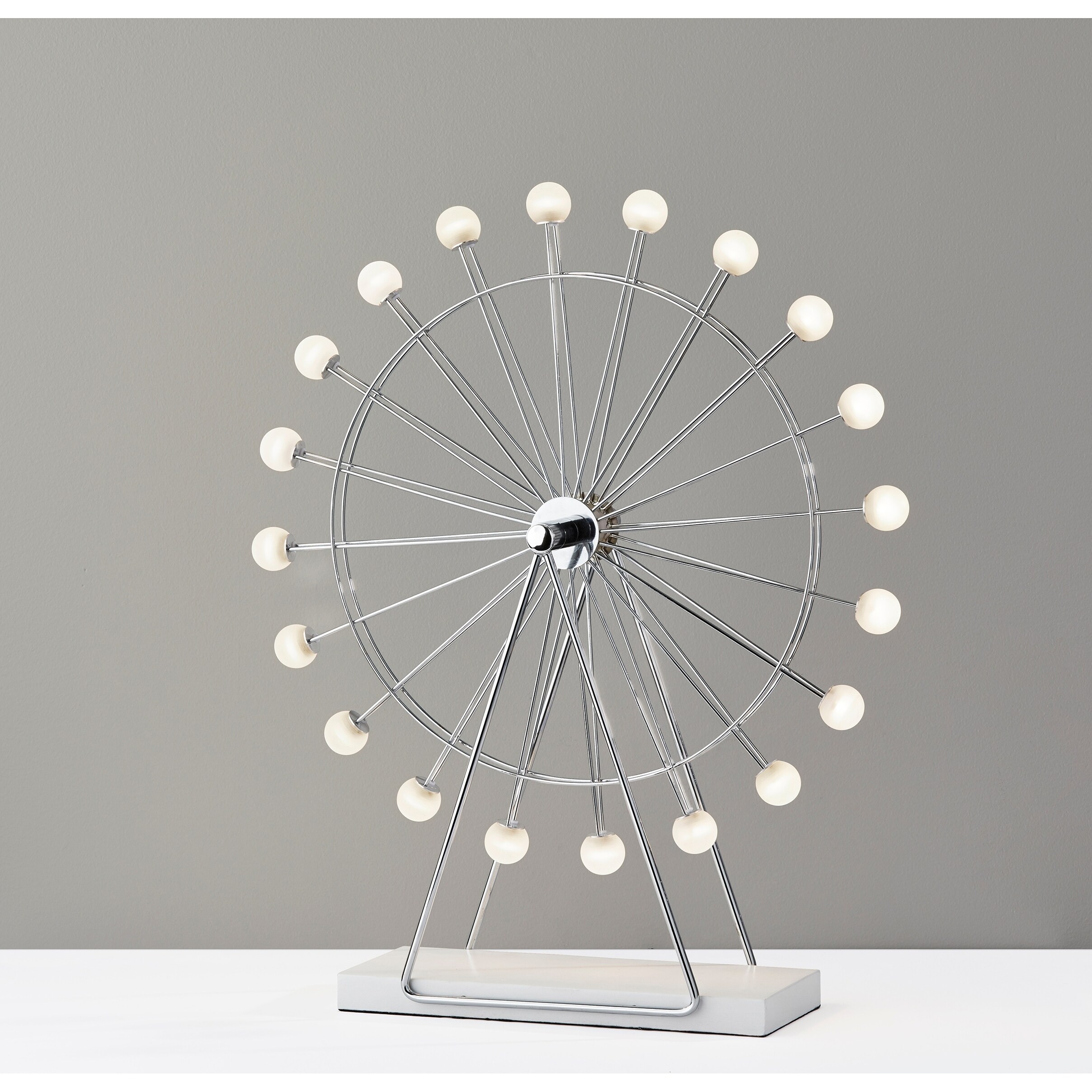 Adesso Coney Large Chrome LED Ferris Wheel Table Lamp - Mycitystee