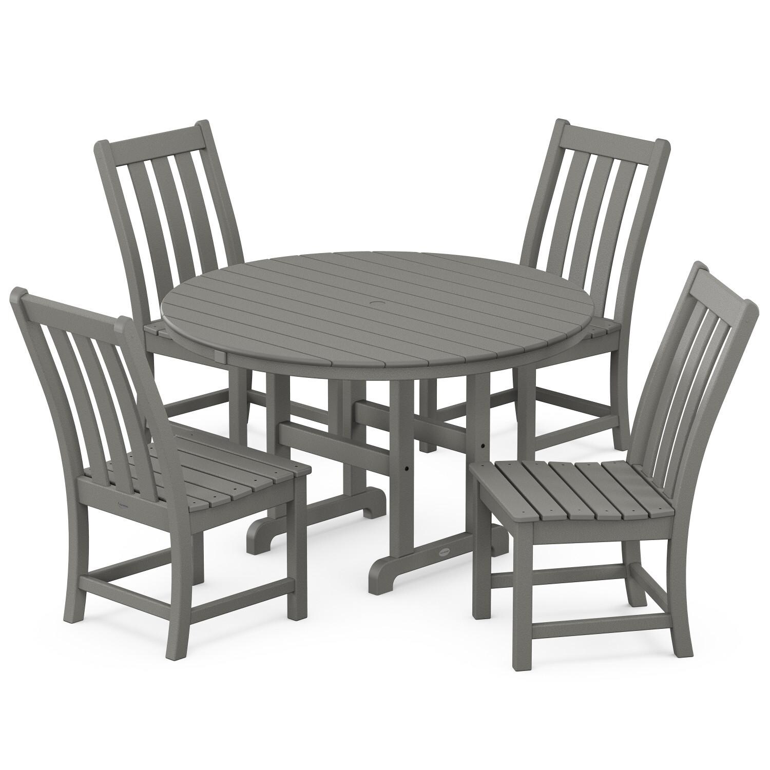 POLYWOOD Vineyard 5-Piece Round Side Chair Dining Set - Mycitystee
