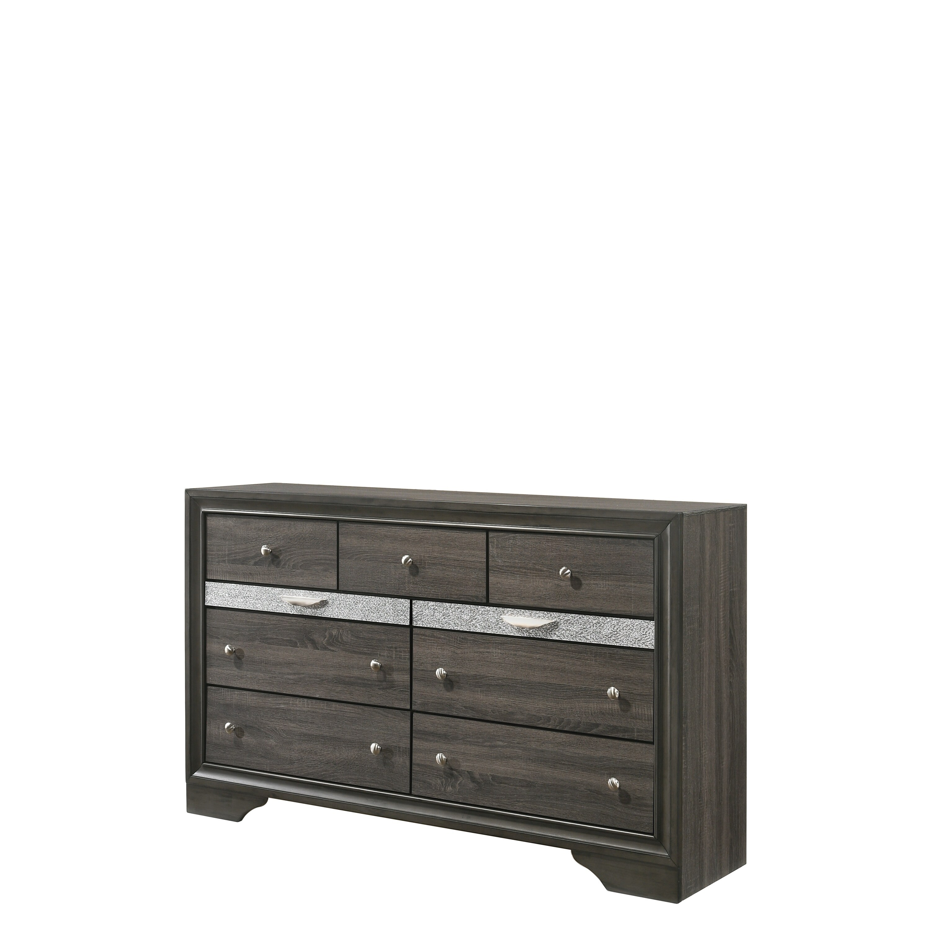 Transitional Style 9 Drawer Wooden Dresser with Bracket Feet， Gray - - 30358859 - Mycitystee