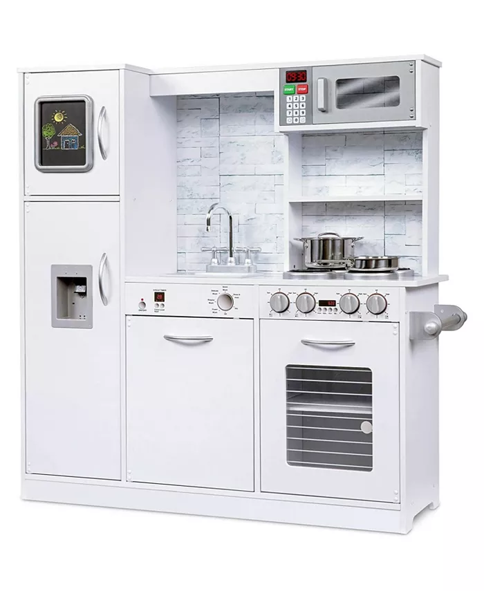 Lil' Jumbl Kitchen Set for Kids， Wooden Pretend Play Kitchen Set White - Mycitystee