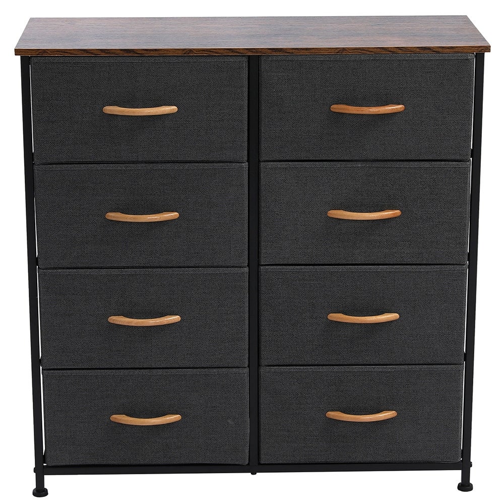 4 Tier Wide Drawer Dresser， Storage Unit with 8 Easy Pull Fabric Drawers and Metal Frame， Wooden Tabletop for Closets - - 37776899 - Mycitystee