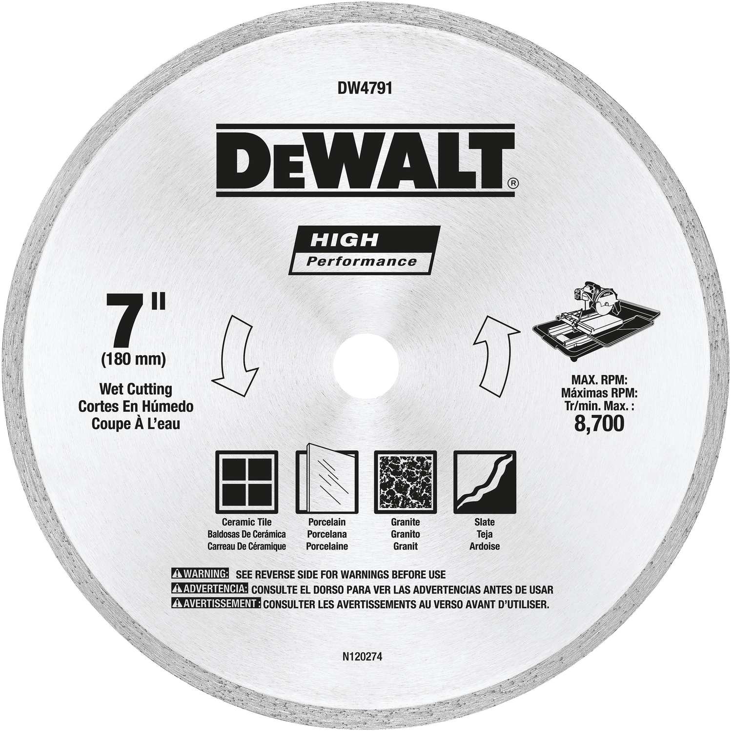 DeWalt High Performance 7 in. D X 5/8 in. Diamond Wet Tile Blade 1 pc - Mycitystee