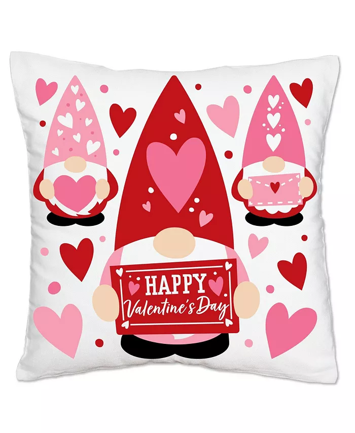 Big Dot of Happiness Valentine Gnomes - Home Decorative Cushion Case Throw Pillow Cover - 16 x 16 In - Mycitystee