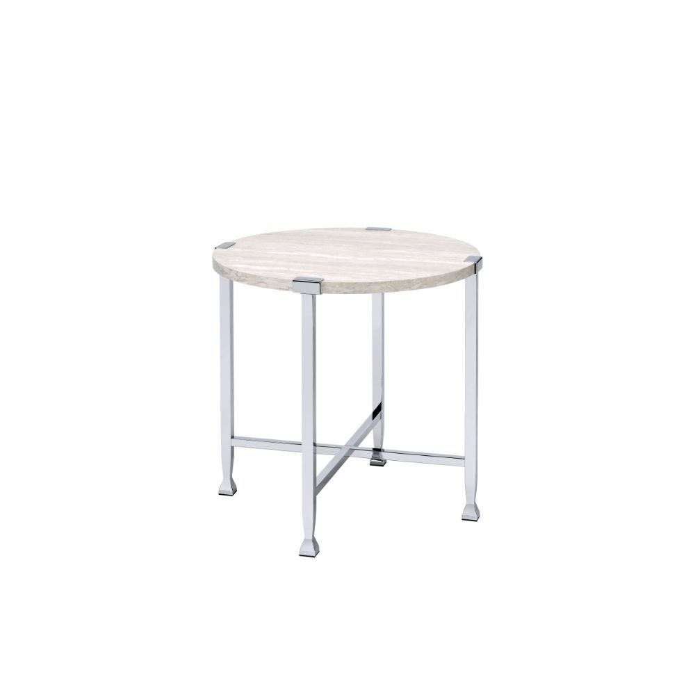 Modern Style Brecon End Table， White Oak andChrome - Mycitystee
