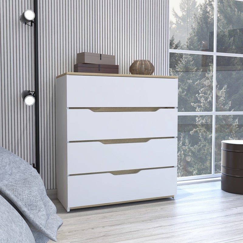 4-Drawer Wooden Dresser with Light Oak - - 37437029 - Mycitystee