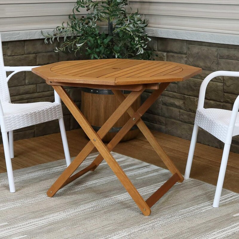 Ultimate Patio Meranti Wood Octagon Outdoor Folding Patio Table - Mycitystee