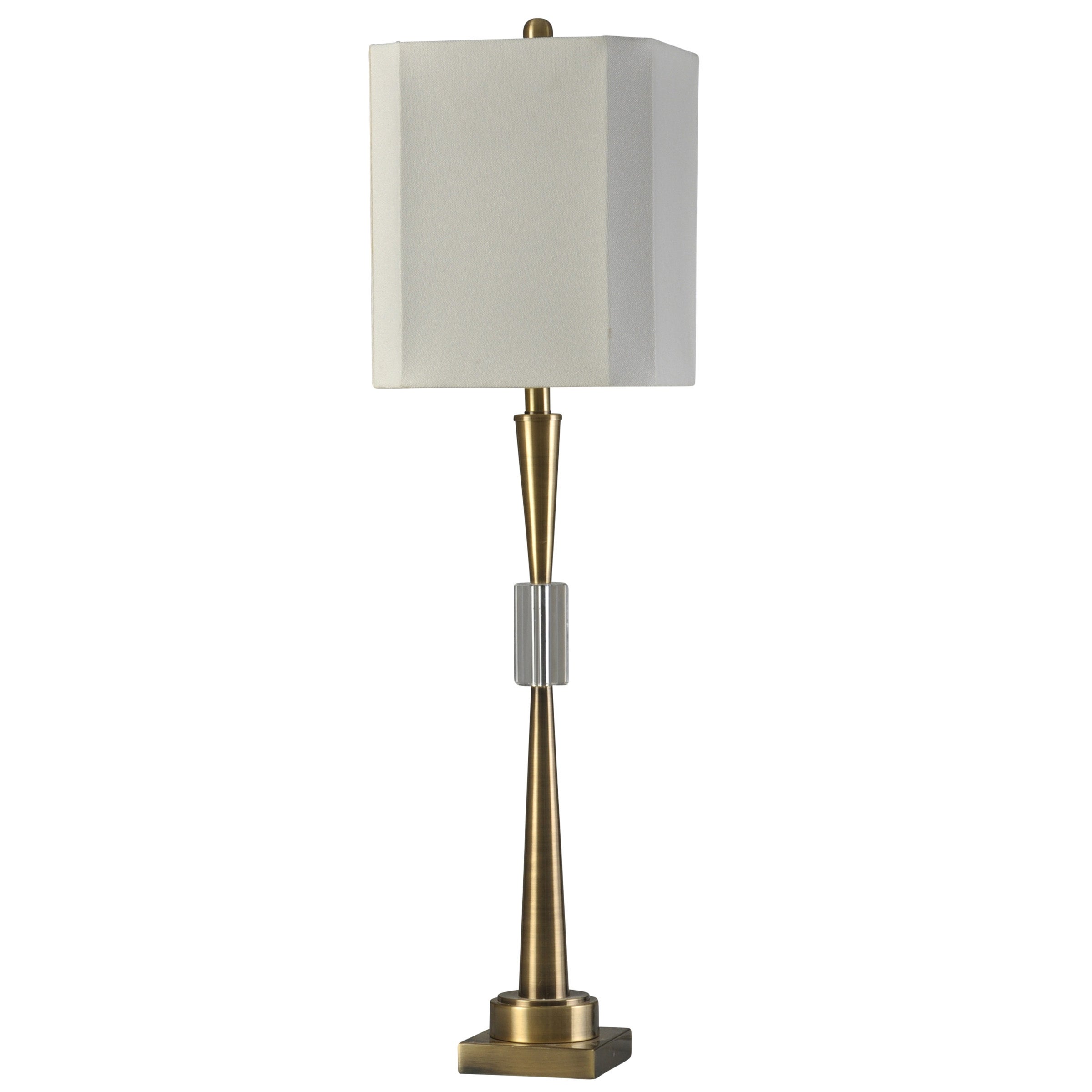 StyleCraft Antique Brass and Clear Table Lamp with Center Crystal Detail and Cut-Corner Shade - Mycitystee