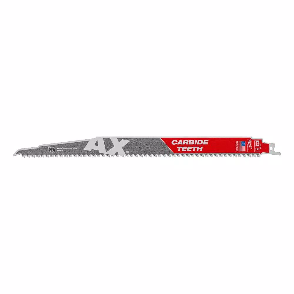 Milwaukee 12 in. 5 TPI AX Carbide Teeth Demo Nail Embedded Wood Cutting SAWZALL Reciprocating Saw Blade (1-Pack) and#8211; XDC Depot - Mycitystee