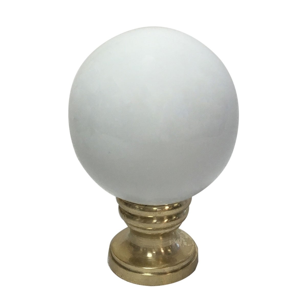 Royal Designs Ceramic Sphere White Lamp Finial with Polished Brass Base - Mycitystee