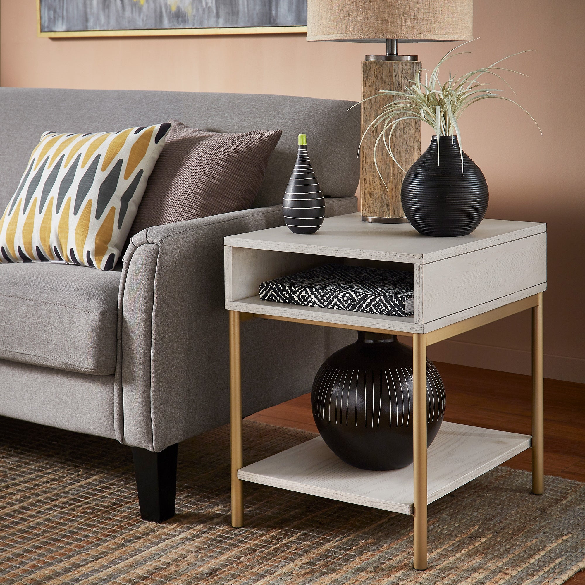 Elio Two-Tone Rectangular End Table with USB Port by iNSPIRE Q Modern - End Table - Mycitystee