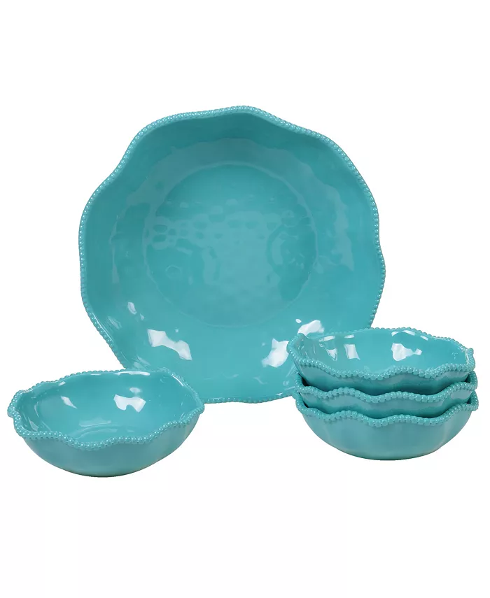 Certified International Perlette Teal Melamine 5-Pc. Salad Serving Set - Mycitystee