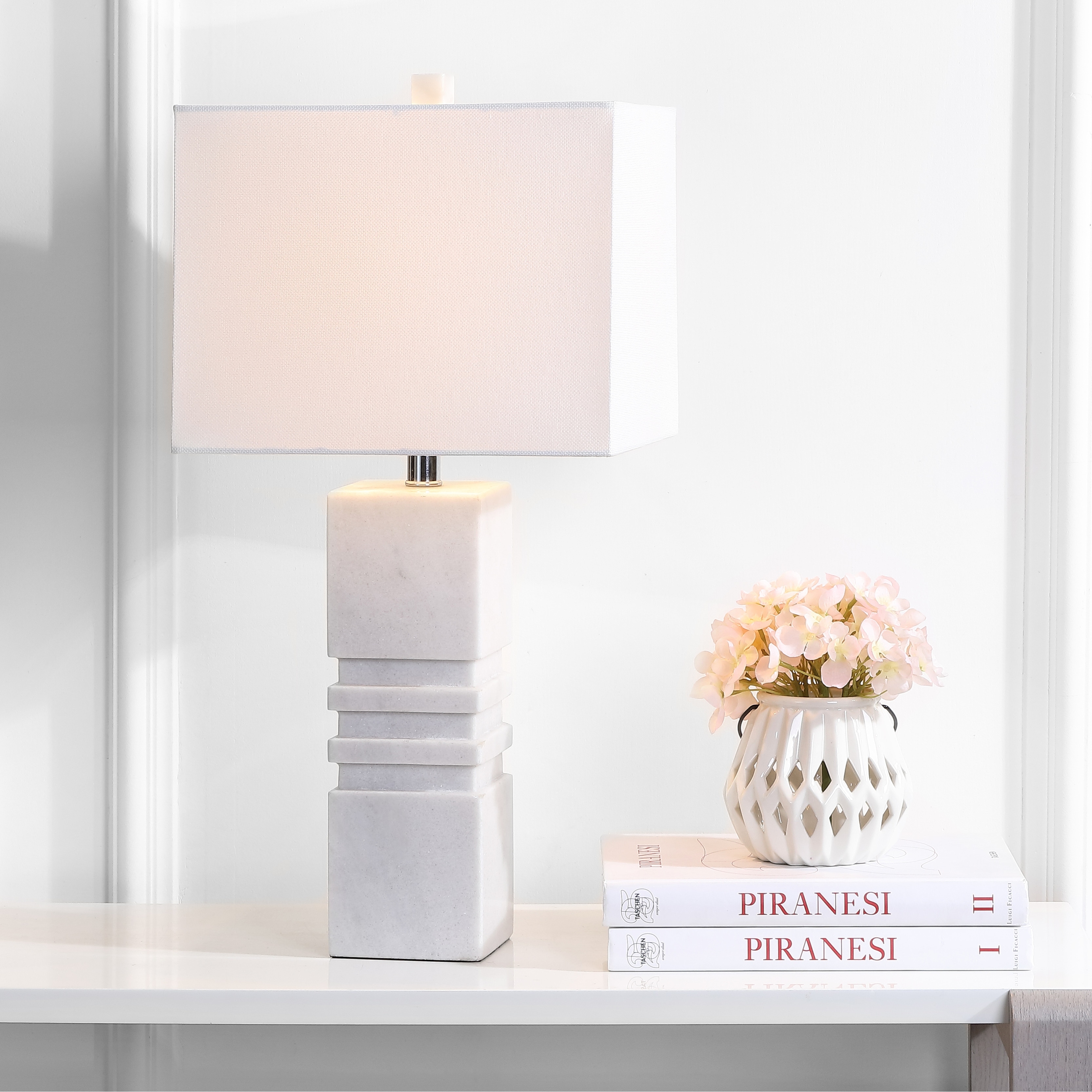 SAFAVIEH Lighting 27-inch Faye Marble LED Table Lamp - 13