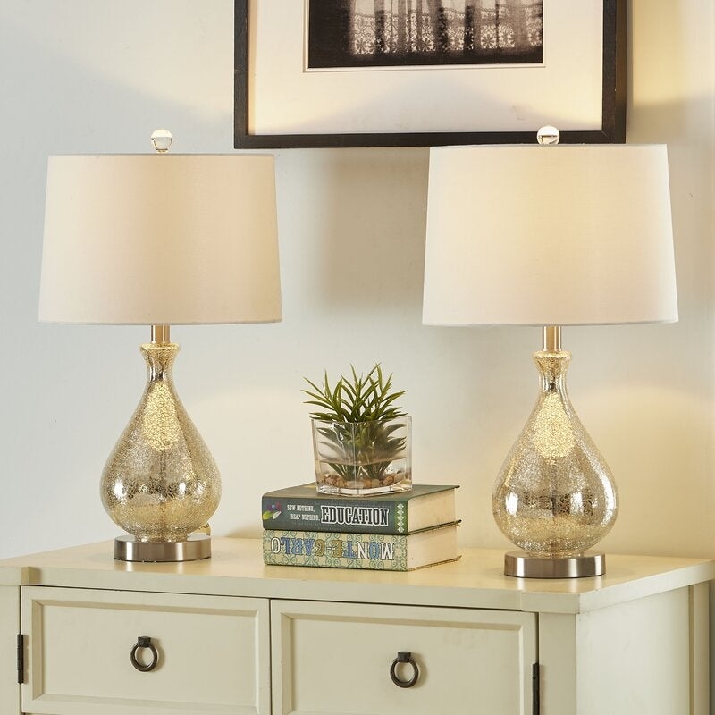 Maxax 22.75'' Clear Glass Table Lamp Set (Set of 2) - Mycitystee