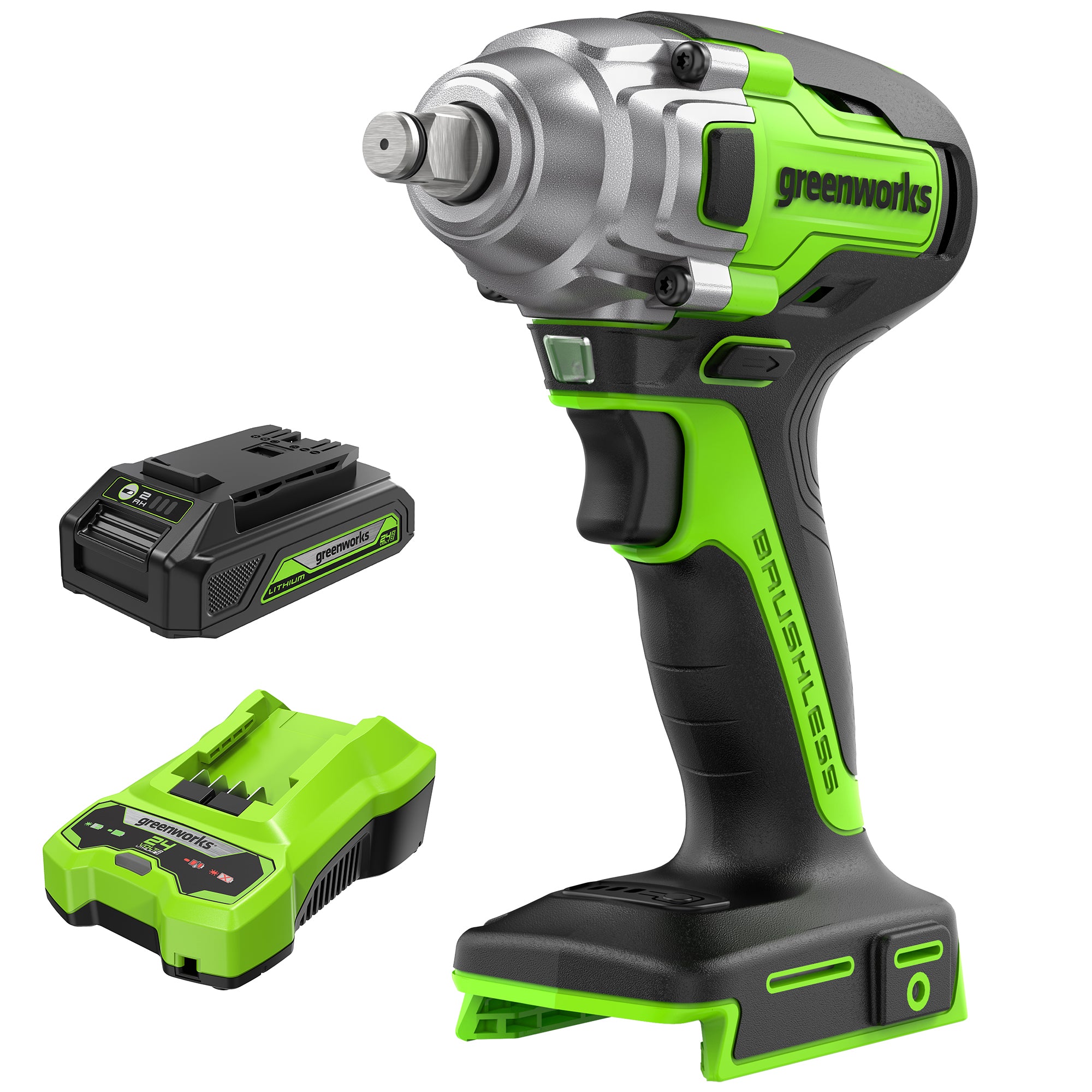 24V Cordless Impact Wrench with (2) 2.0 Ah Batteries | Greenworks - Mycitystee