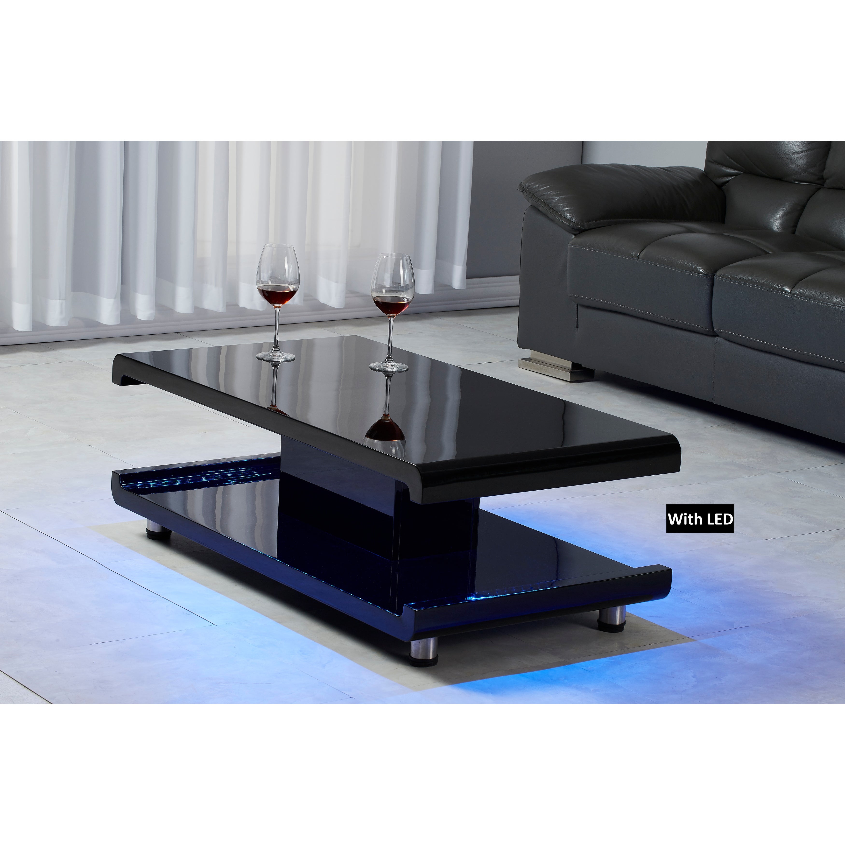 Artiva USA LA CASA ll Modern Euro Coffee Table with Remote Multi-color LED Light - Mycitystee