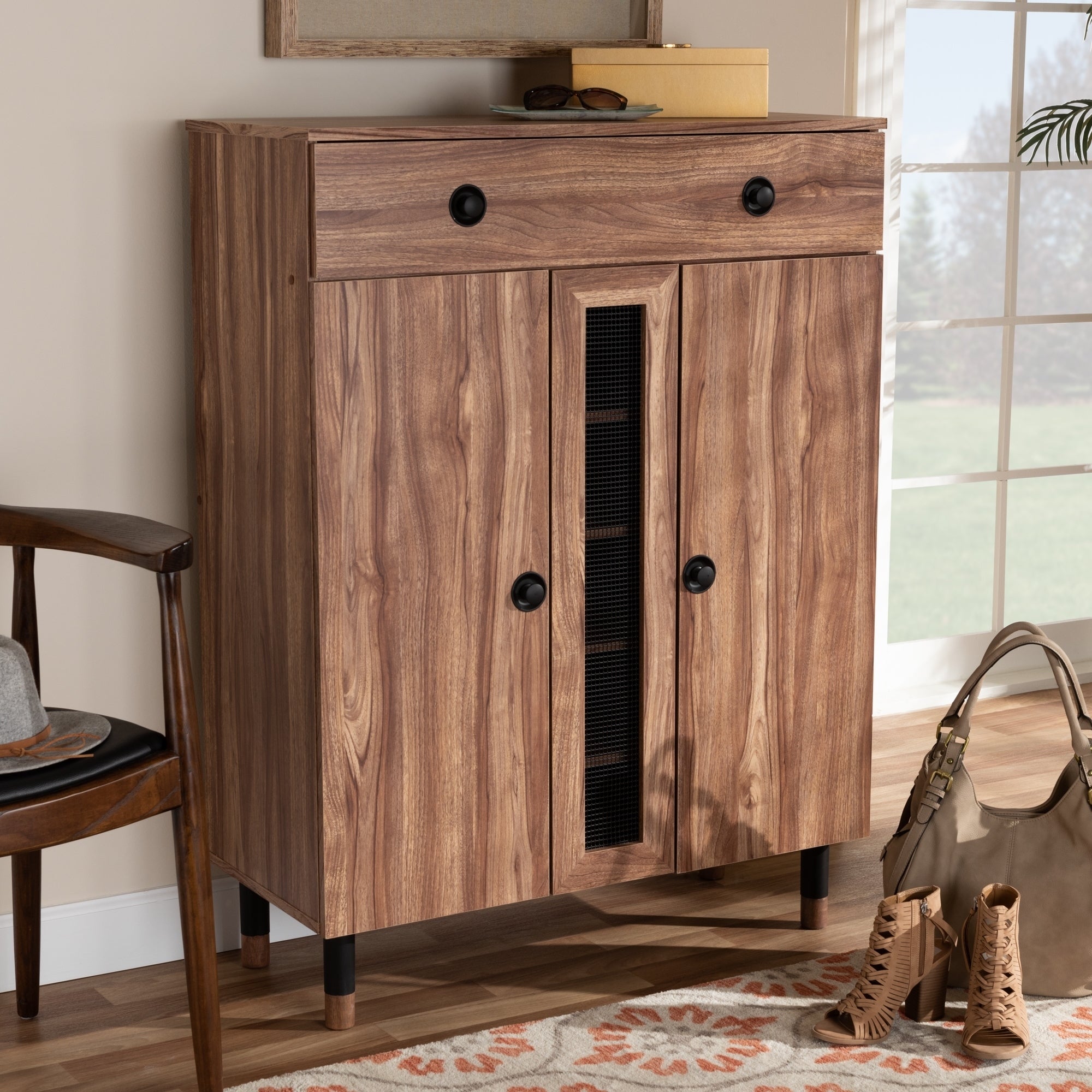 Contemporary 2-Door Shoe Storage Cabinet with Drawer - - 27735916 - Mycitystee