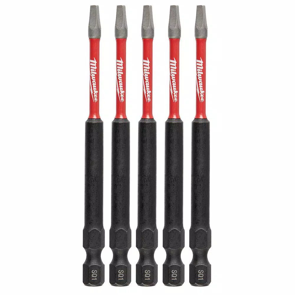 Milwaukee SHOCKWAVE Square #1 3.5 in. Impact Duty Steel Screwdriver Bit (5-Pack) and#8211; XDC Depot - Mycitystee