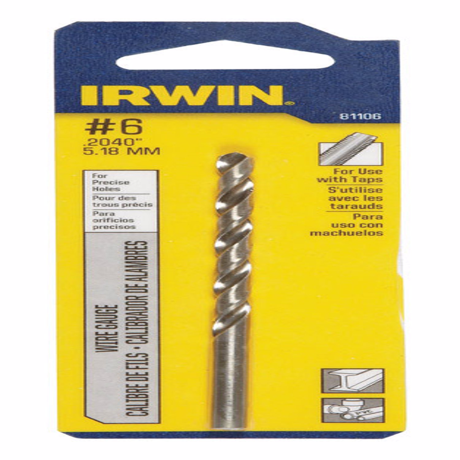 Irwin #6 X 3-3/4 in. L High Speed Steel Wire Gauge Bit 1 pc - Mycitystee