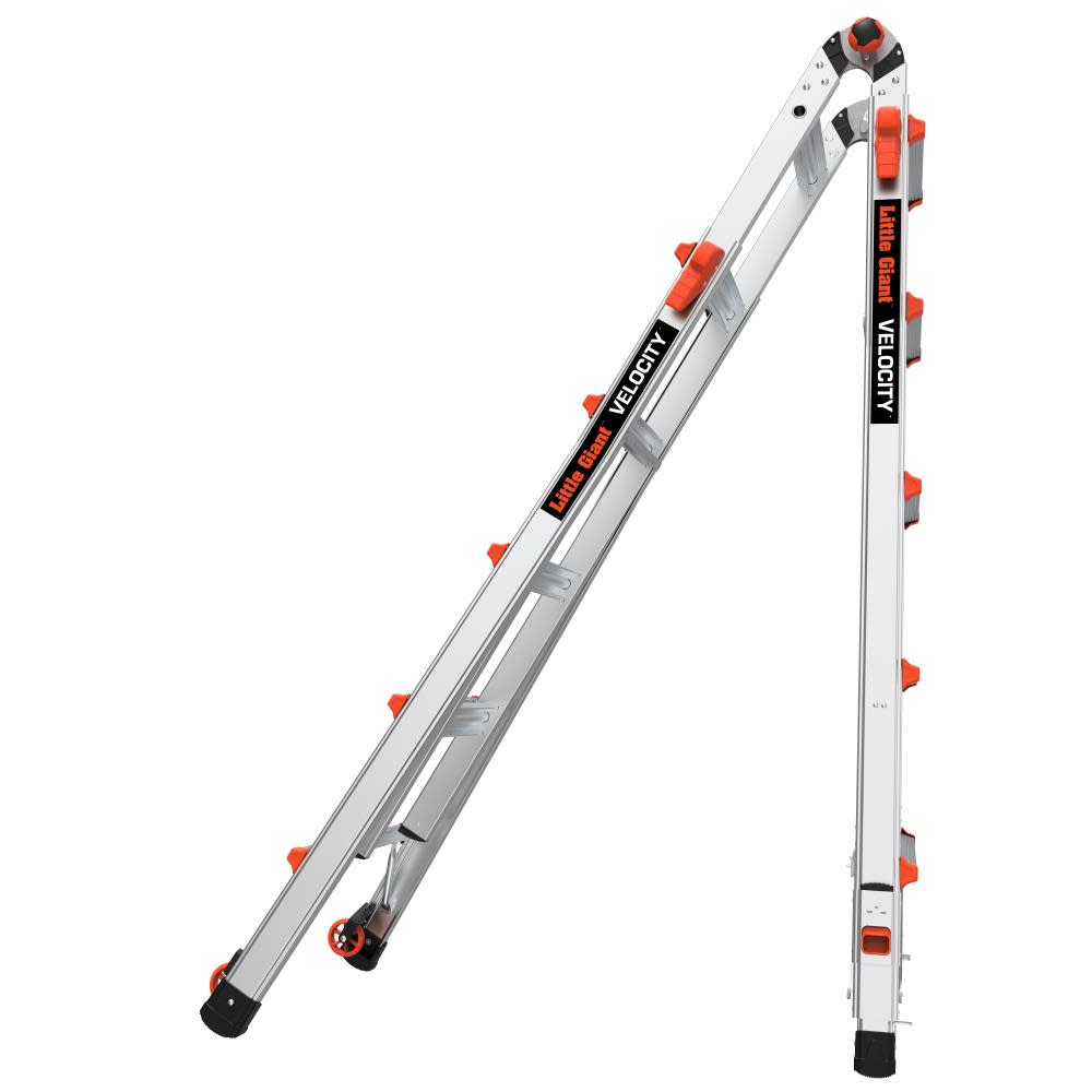 Velocity, Model 22 - ANSI Type IA - 300 lb Rated, Aluminum Articulated Extendable Ladder with Ratchet Levelers - Mycitystee