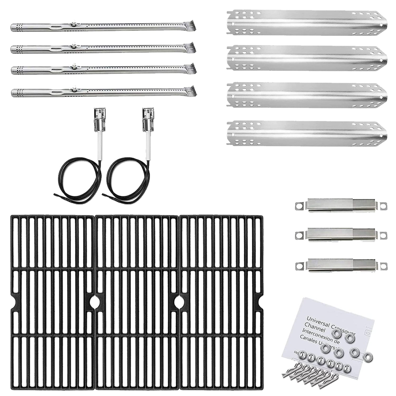 Replacement Parts for Char-Broil Advantage 4 Burner Grills, Burners + Heat Plates + Grates + Igniters + Crossover tubes - Mycitystee