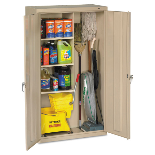 Tennsco Janitorial Cabinet， 36w x 18d x 64h， Putty (JAN6618DHPY) - Mycitystee