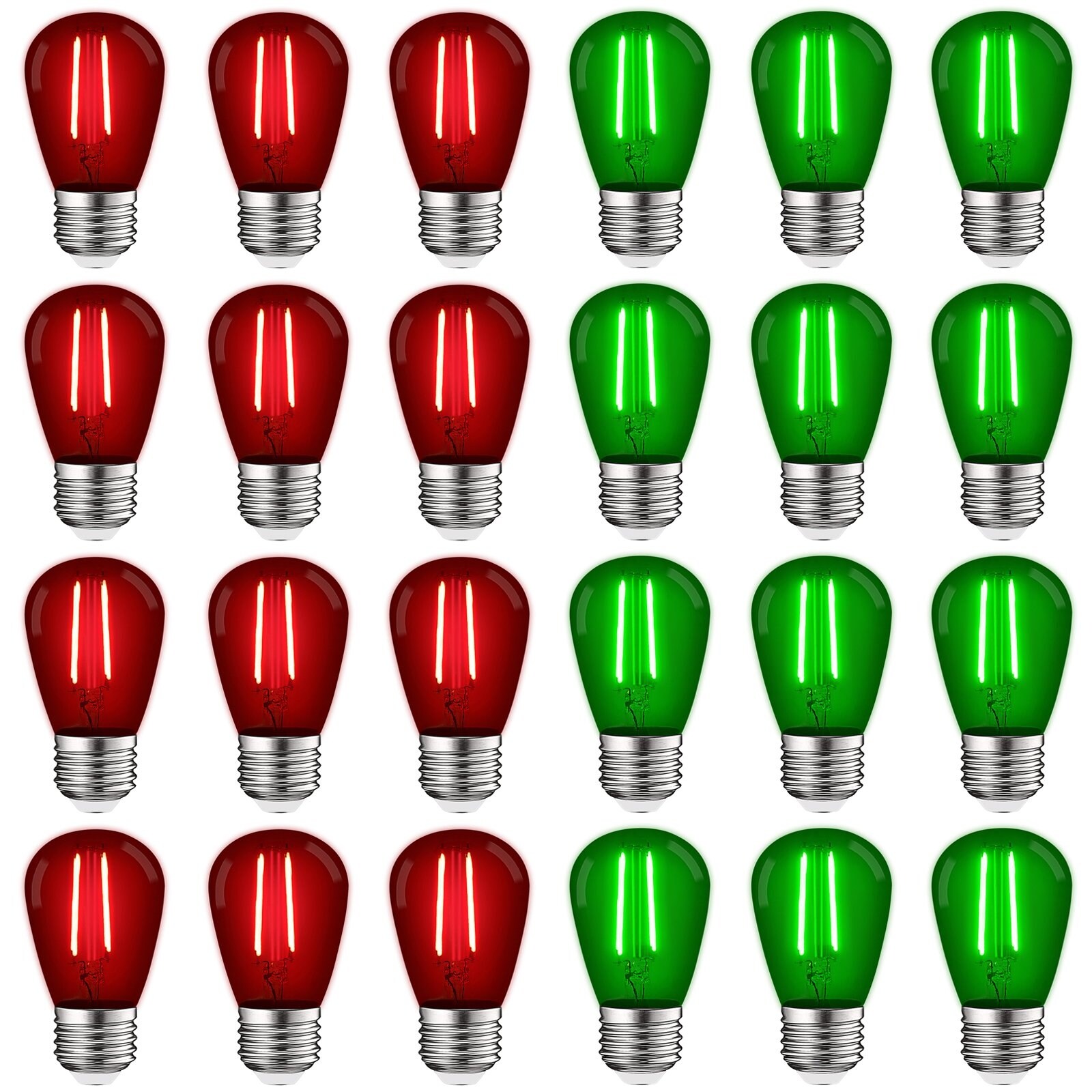 Luxrite S14 Christmas LED Red and Green Light Bulbs 0.5W Outdoor String Lights UL E26 Indoor Outdoor Holiday - Mycitystee