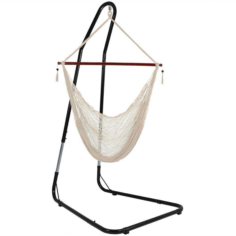 Ultimate Patio Extra Large Hanging Cabo Hammock Chair w/ Adjustable Chair Stand - Mycitystee