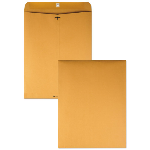 Quality Park Clasp Envelope， #110， Cheese Blade Flap， Clasp/Gummed Closure， 12 x 15.5， Brown Kraft， 100/Box (37910) - Mycitystee