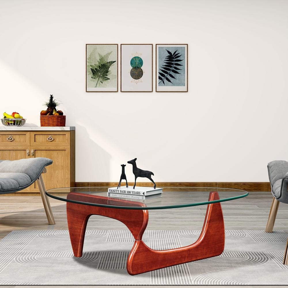 CHERRY Triangle coffee table Wood Base for living room - Mycitystee