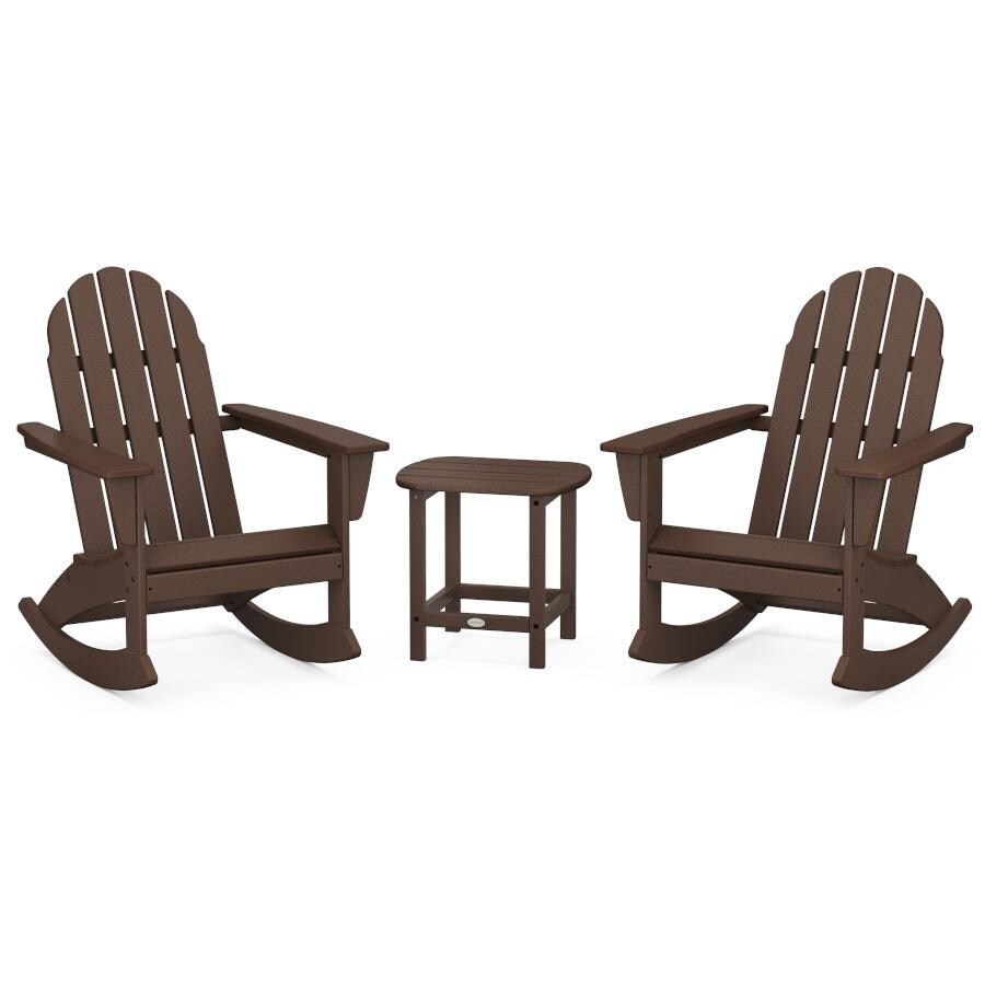 POLYWOOD Vineyard 3-Piece Adirondack Rocking Chair Set with South Beach 18-Inch Side Table in Mahogany - Mycitystee