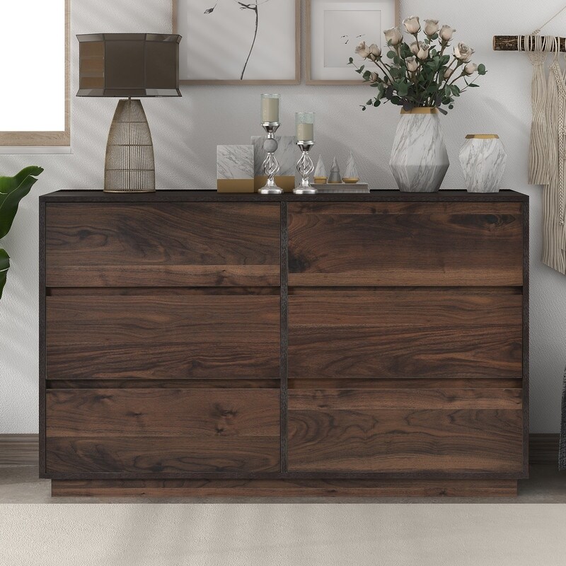 Dark Brown Solid Wood 6-drawer Dresser - - 37722928 - Mycitystee