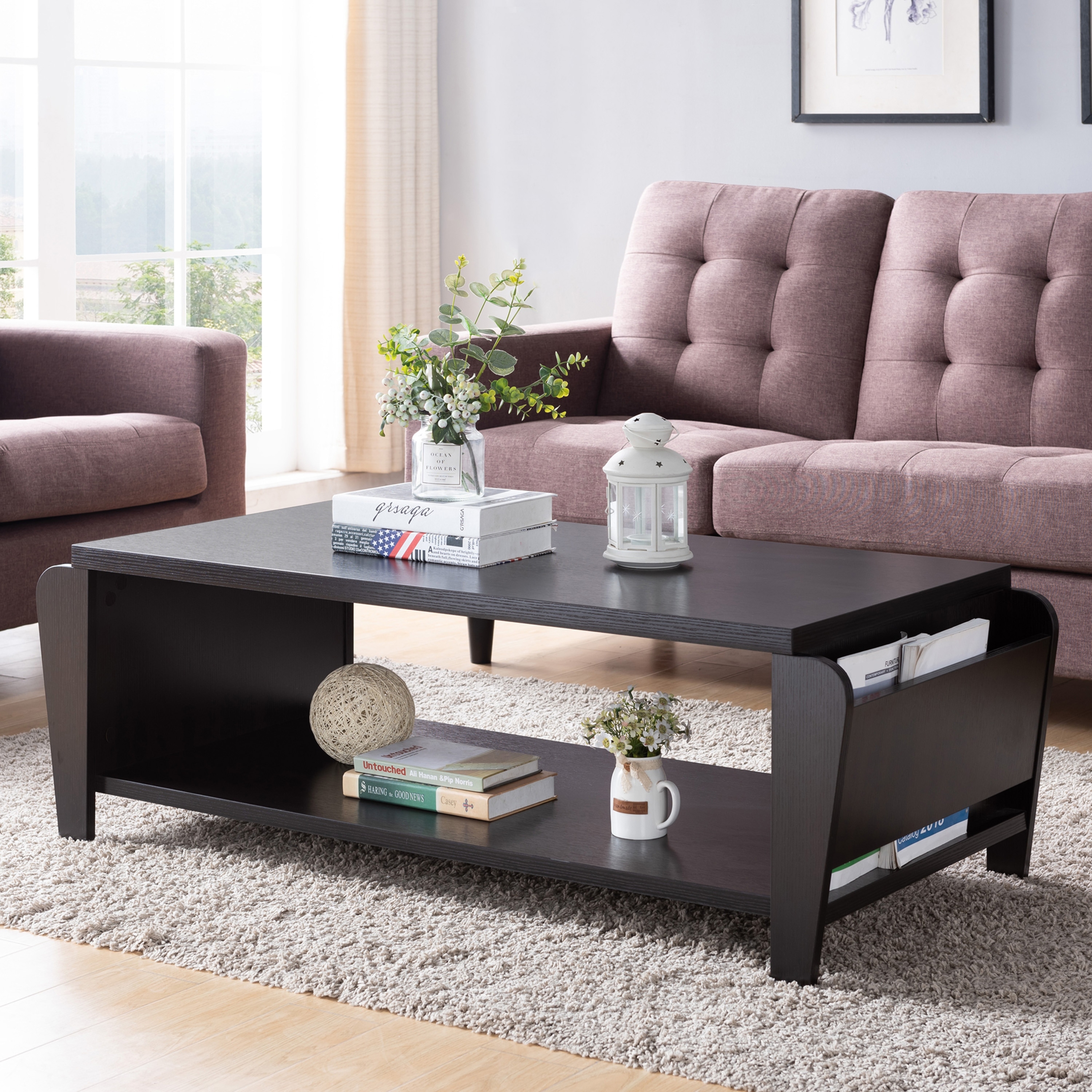 Furniture of America Rafi Contemporary Brown 56-inch 1-shelf Coffee Table - Mycitystee