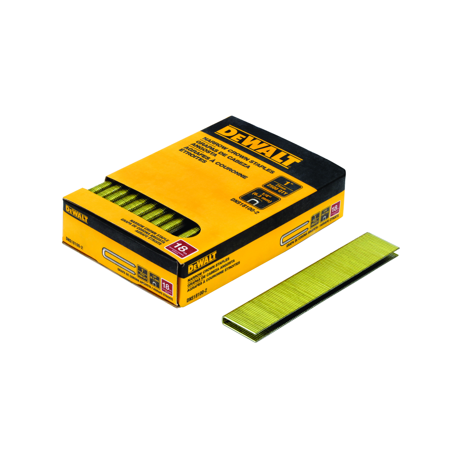 DeWalt 1/4 in. W X 1 in. L 18 Ga. Narrow Crown Finish Staples 2500 pk - Mycitystee