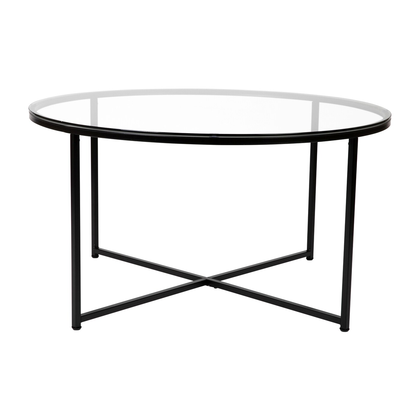 Greenwich Collection Coffee Table with Crisscross Matte Black Frame - Mycitystee