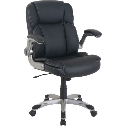 Lorell Soho Flip Armrest Mid-back Leather Chair (81802) - Mycitystee