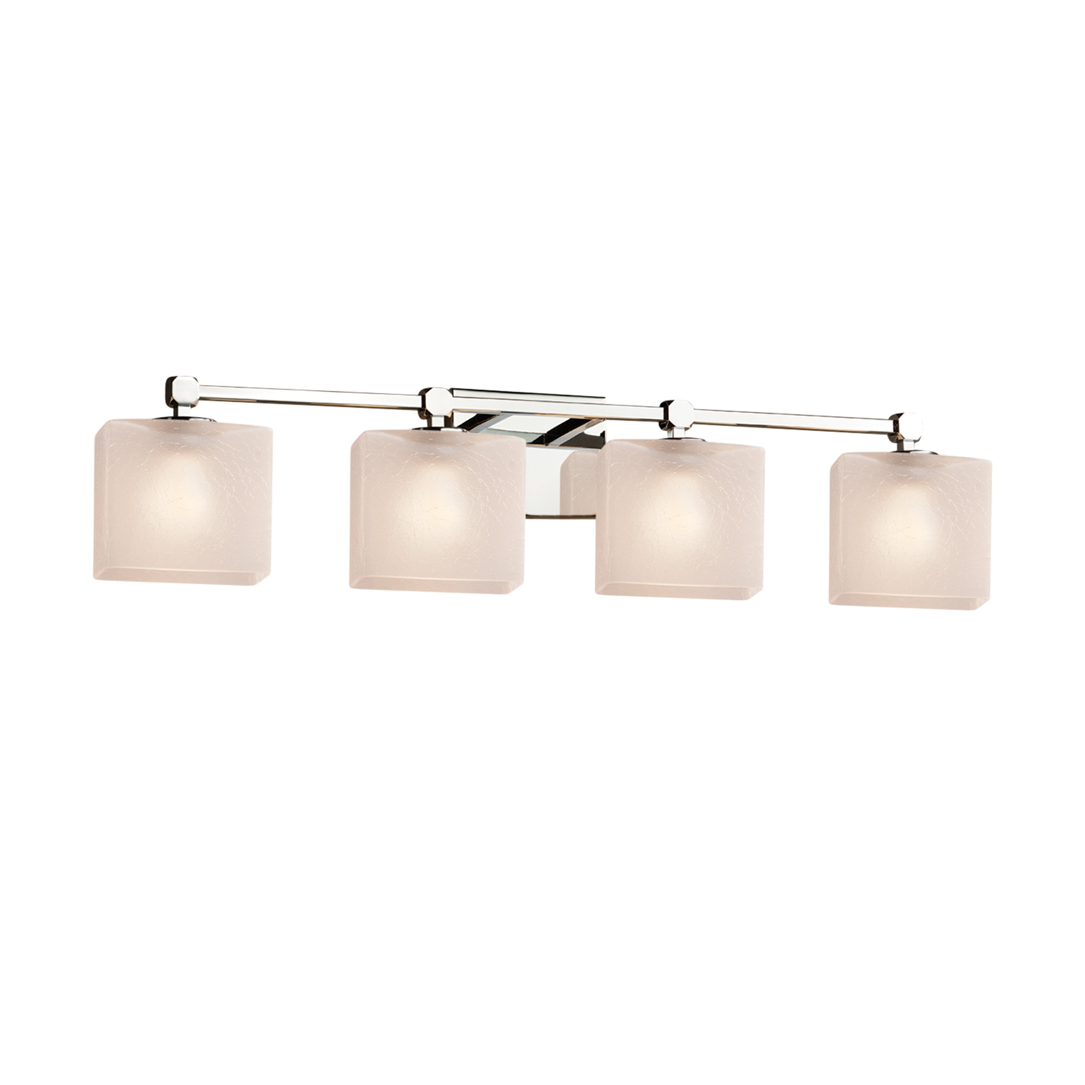 Justice Design Fusion Tetra 4-light Polished Chrome Bath Bar， Frosted Crackle Rectangle Shade - Polished Chrome - Mycitystee