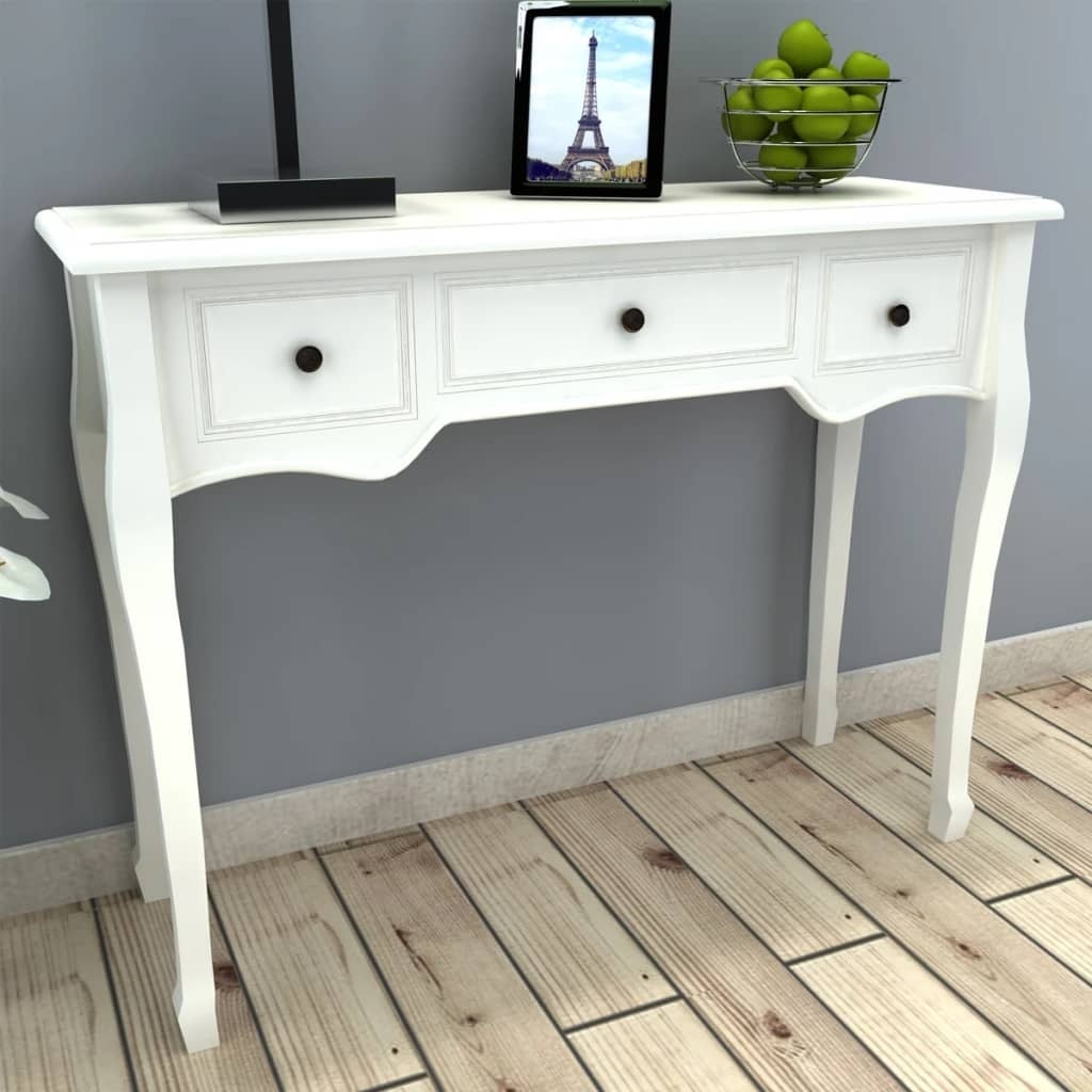 vidaXL White Dressing Console Table with Three Drawers - Mycitystee