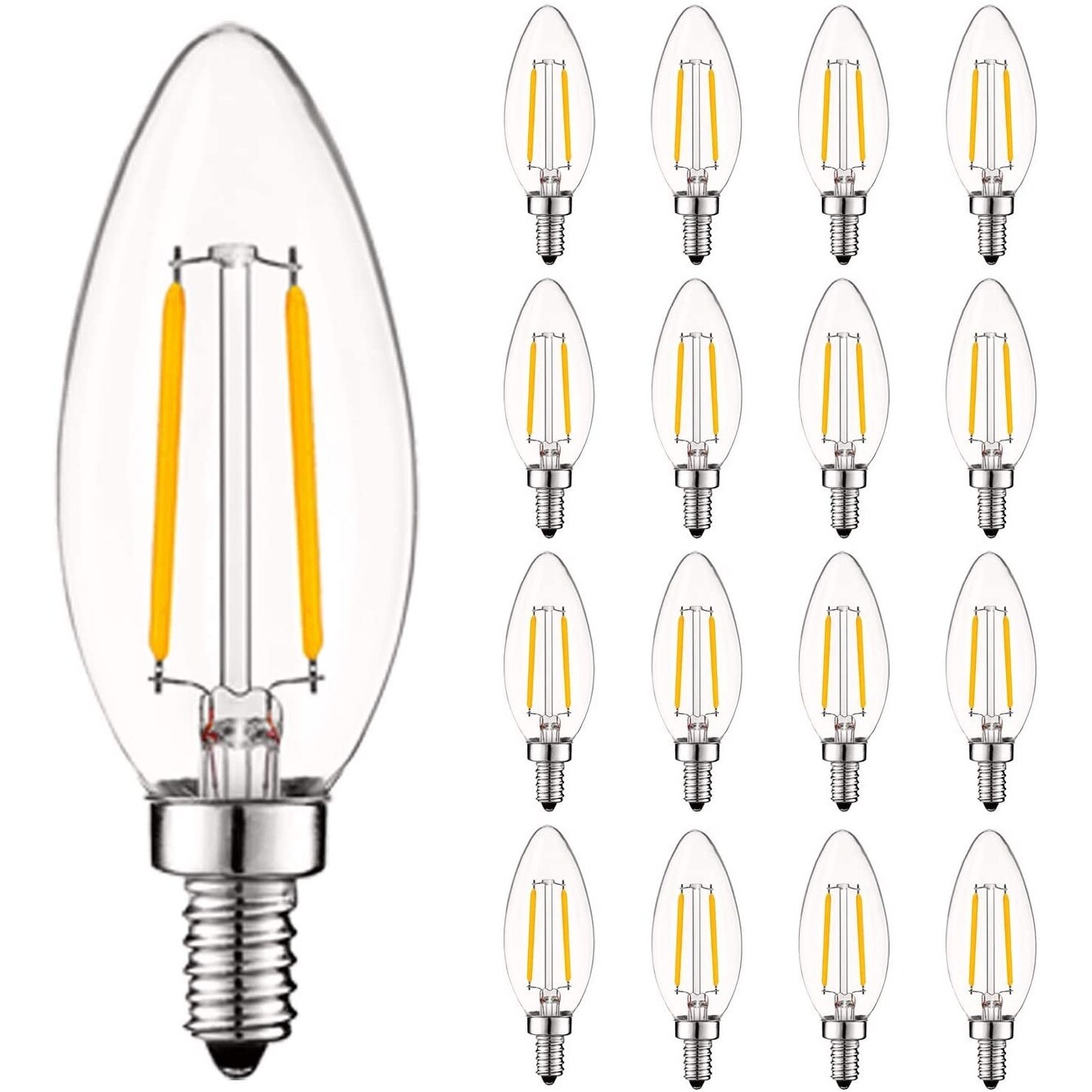 Luxrite 4W Vintage Candelabra LED Bulbs Dimmable， 400 Lumens， 40W Equivalent， Clear Glass， E12 Base (16 Pack) - Mycitystee