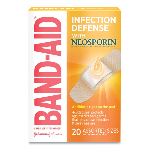 BAND-AID Antibiotic Adhesive Bandages， Assorted Sizes， 20/Box (5570) - Mycitystee