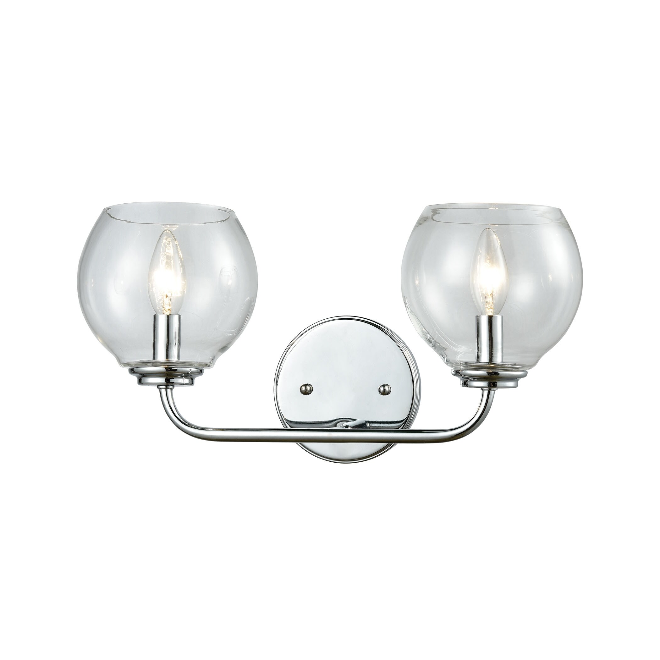 Emory 2-Light Vanity Lamp in Polished Chrome with Clear Blown Glass - Mycitystee