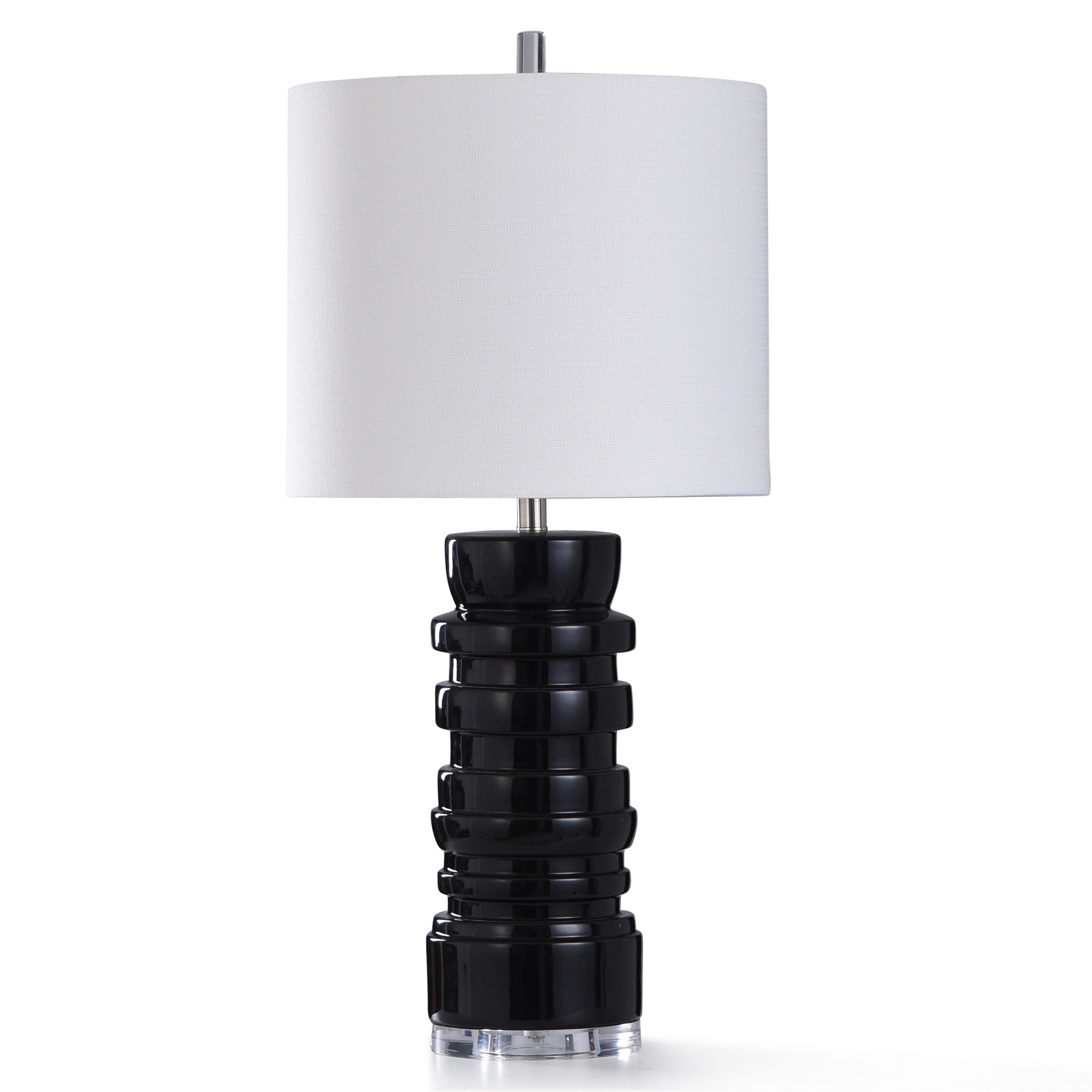 StyleCraft Dominici Black Ceramic with Clear Acrylic Table Lamp - Mycitystee