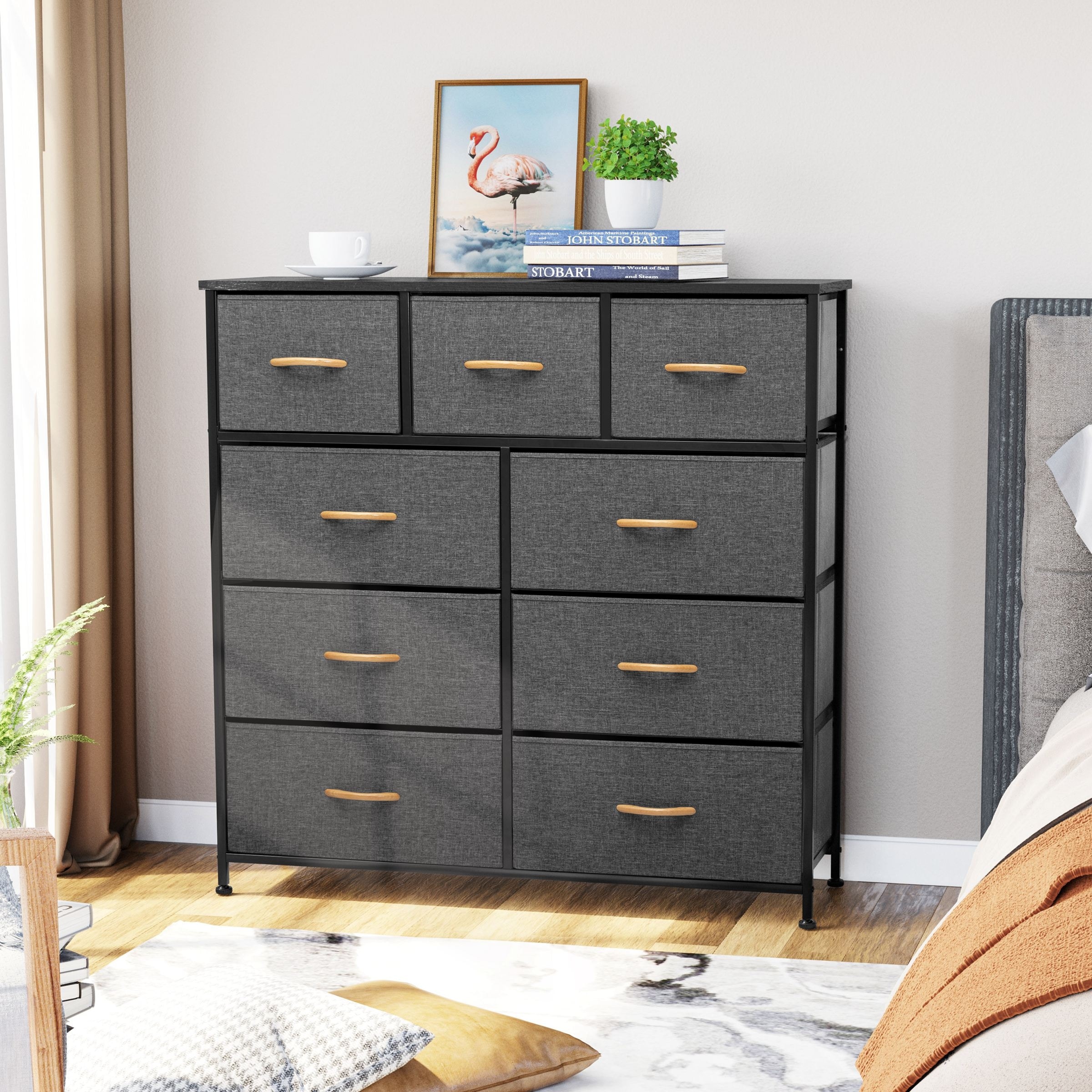 Pellebant Fabric Wide Dresser Storage Tower with 9 Drawers - - 34485390 - Mycitystee