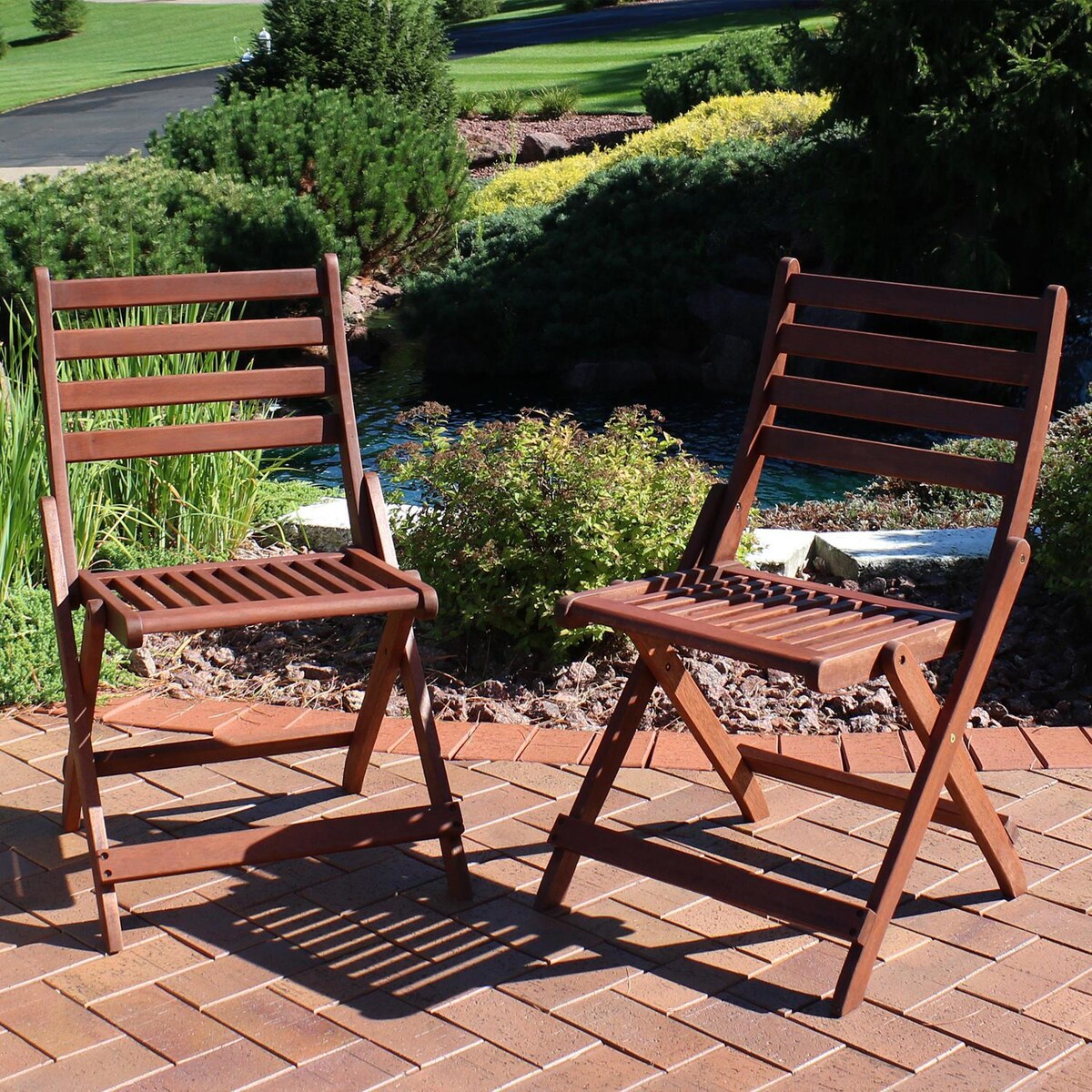 Ultimate Patio Meranti Wood Outdoor Folding Bistro Chair - Mycitystee