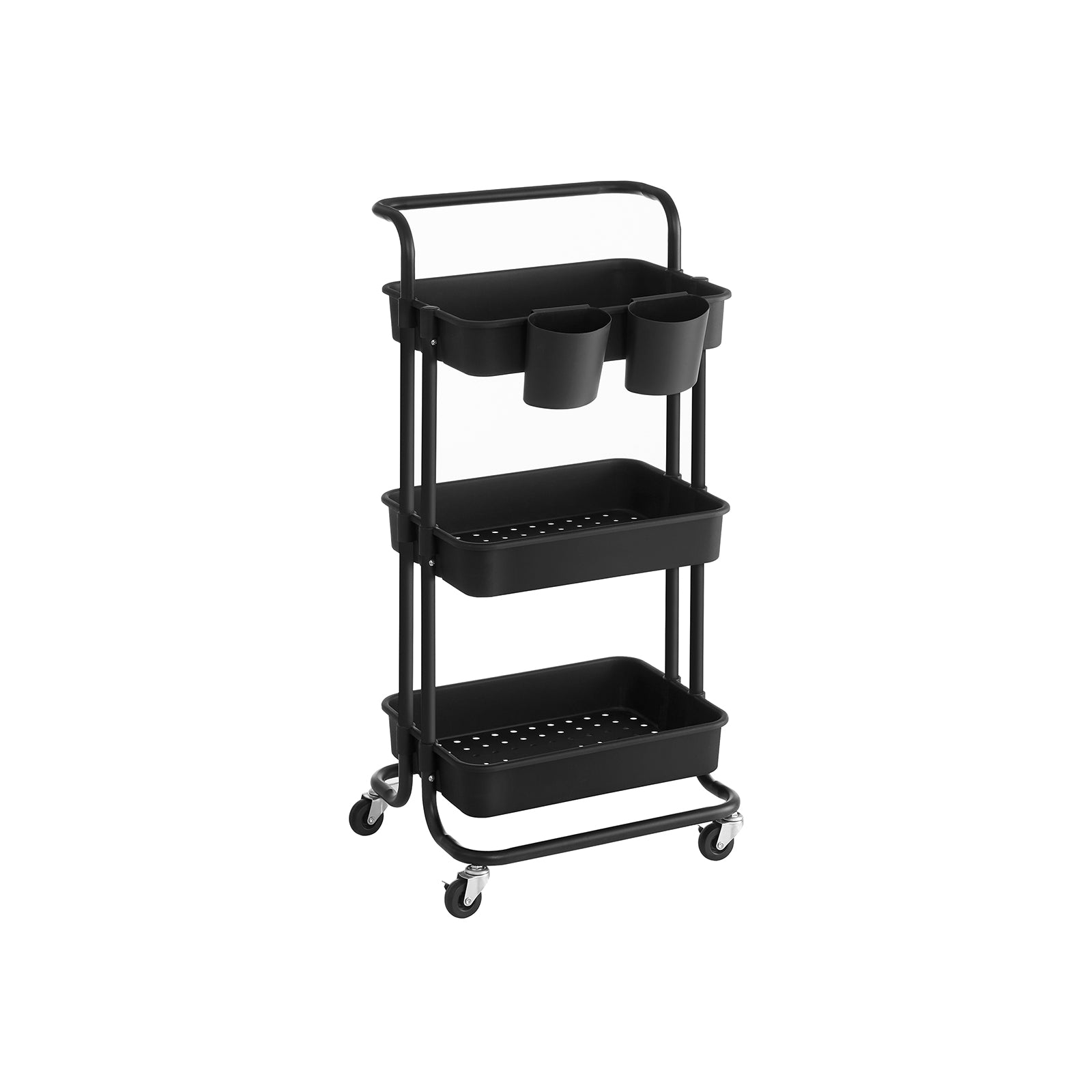 SONGMICS Storage Trolley with Handle 2 Small OrganizersBlack - Mycitystee