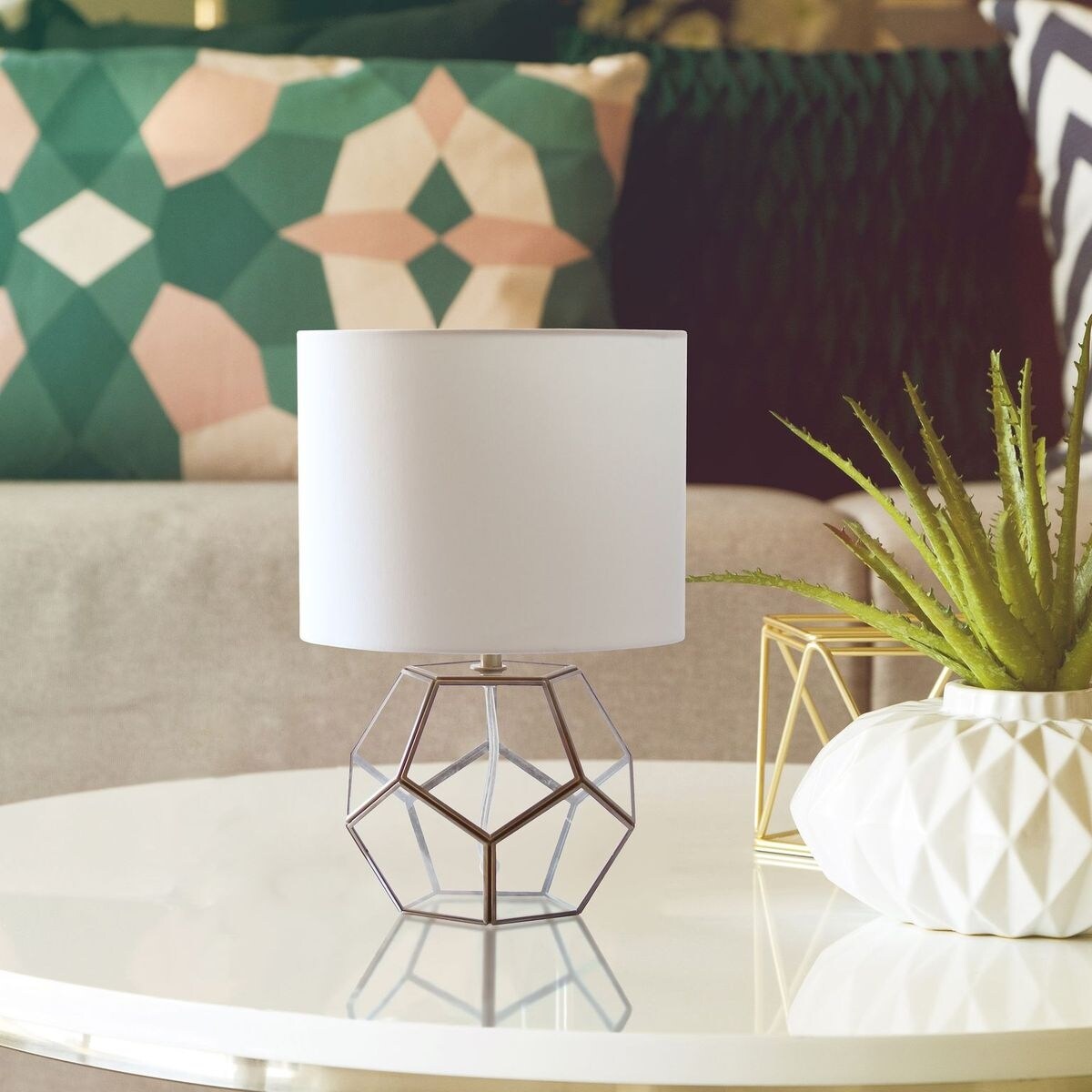 Lalia Home Transparent Octagonal Table Lamp， Brass - Mycitystee