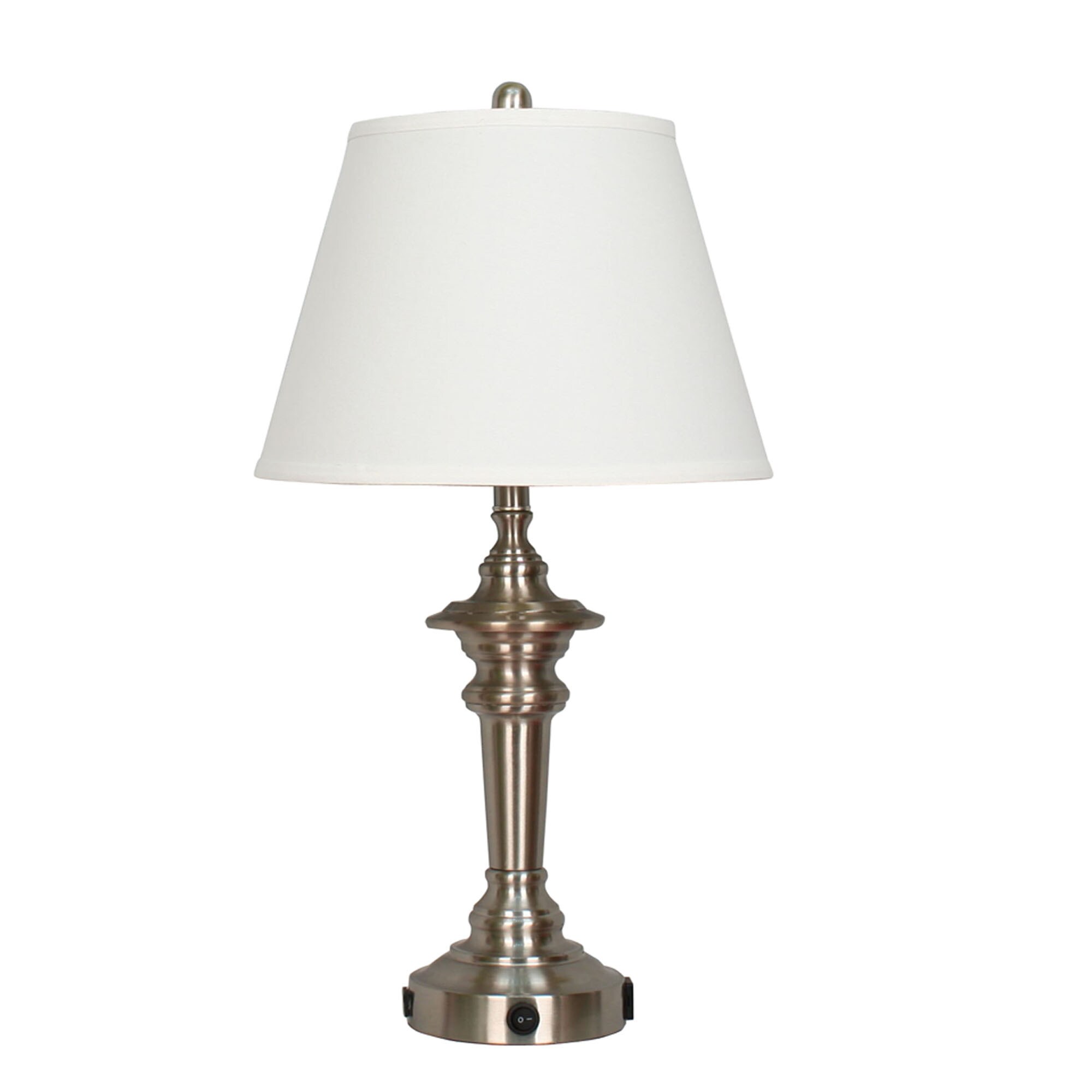 27.88-inch Metal Tech Table Lamp In Brushed Steel (Includes: 1 USB Port and 1 Convenience Outlet) - Mycitystee