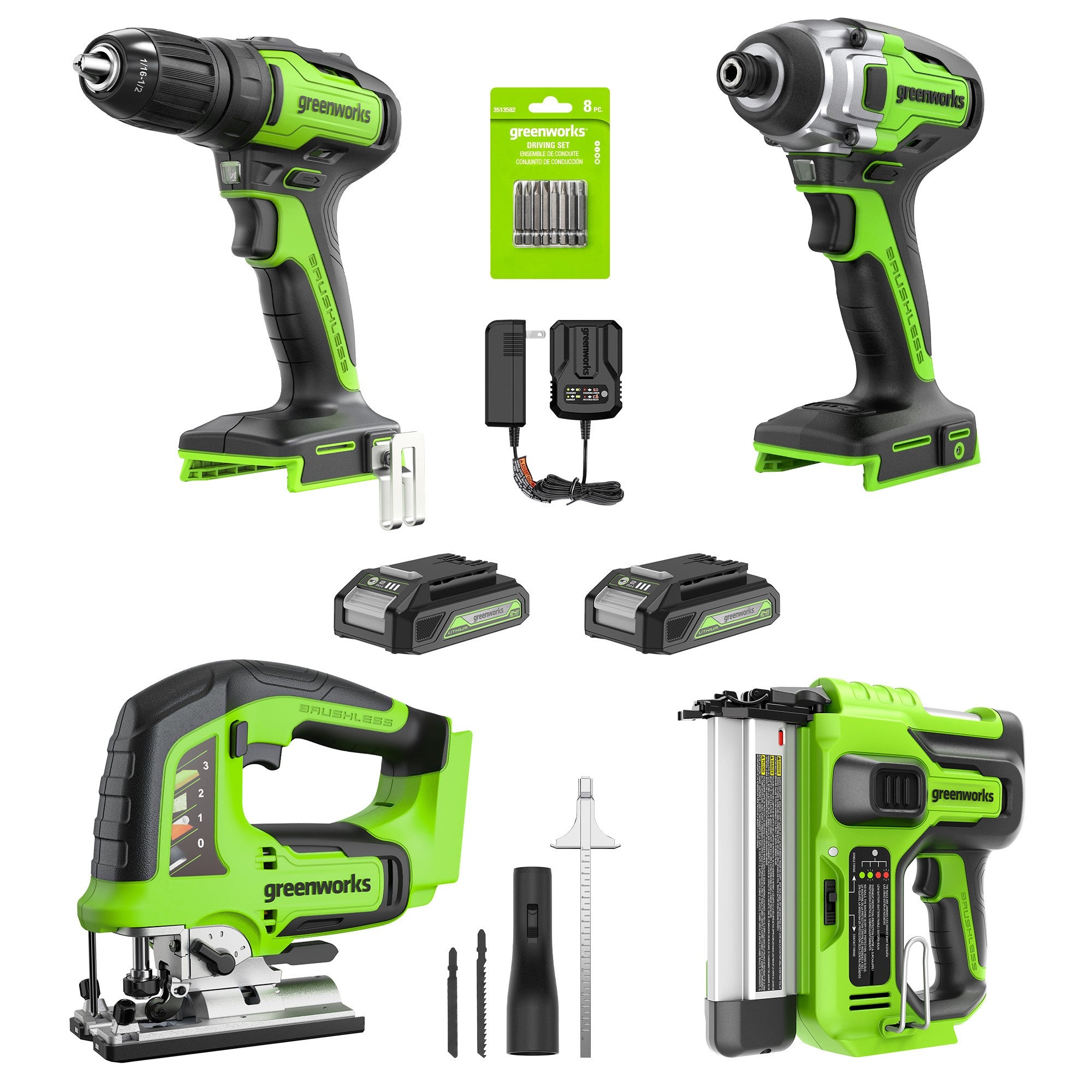 24V Brushless Drill 4PC Combo Kit  Tool Bag | Greenworks Tools - Mycitystee