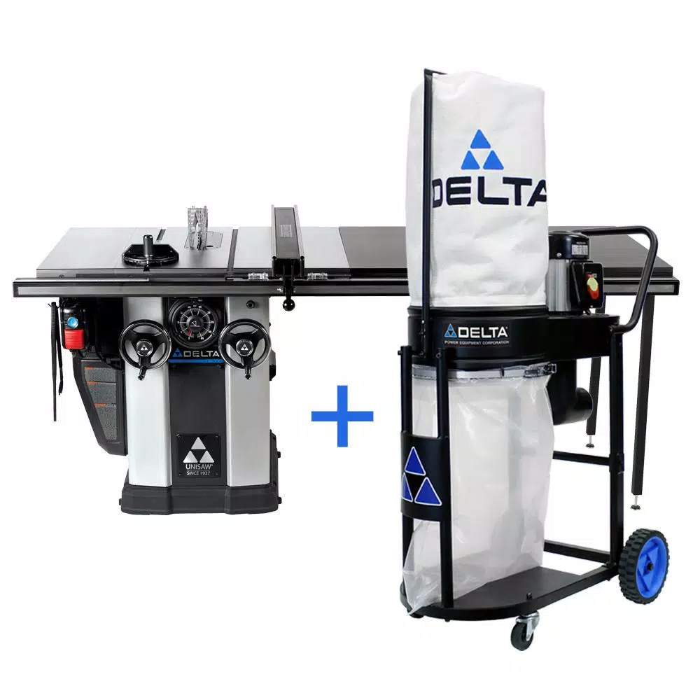 Delta 5 HP Motor 10 in. Unisaw with 52 in. Biesemeyer Fence System and a FREE 1.0 HP Dust Collection System and#8211; XDC Depot - Mycitystee