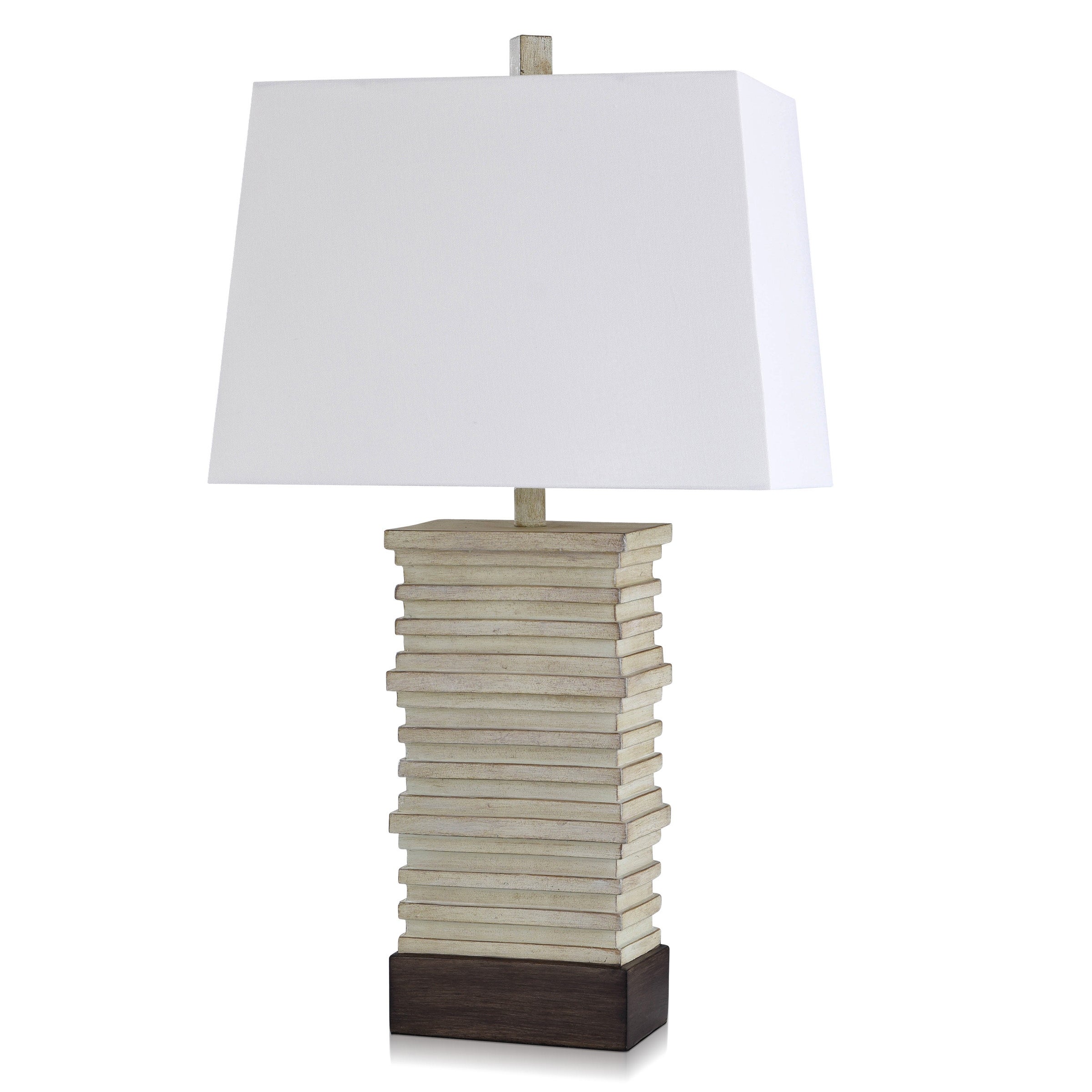 Casual Stacked Plate Design Table Lamp - Aged Pearl and Cocoa - Mycitystee